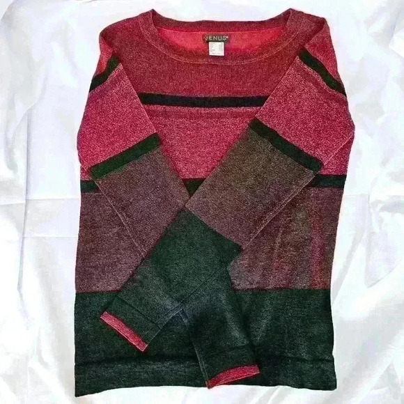 ✨Like New✨ Venus Long-Sleeved Striped Shimmer Lightweight Sweater, Size XS - Picture 5 of 9